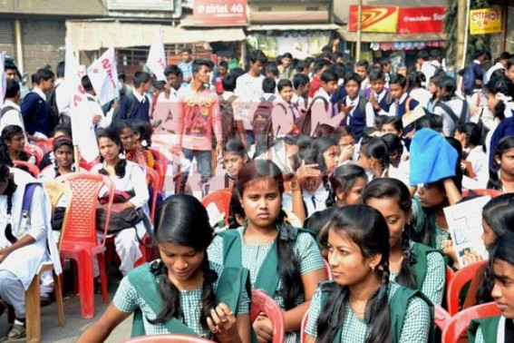 Manik Govt forces School  students to participate in SFI rally during school hours  